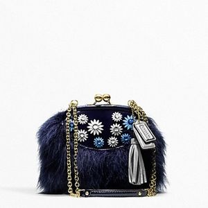 NWOT Coach Feather Poppy Jewel Frame Bag Handbag Blue Coach F21321